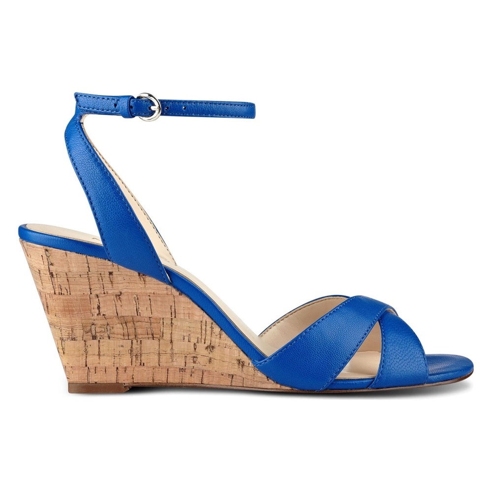 Nine West Kami blue cork wedge heel sandal